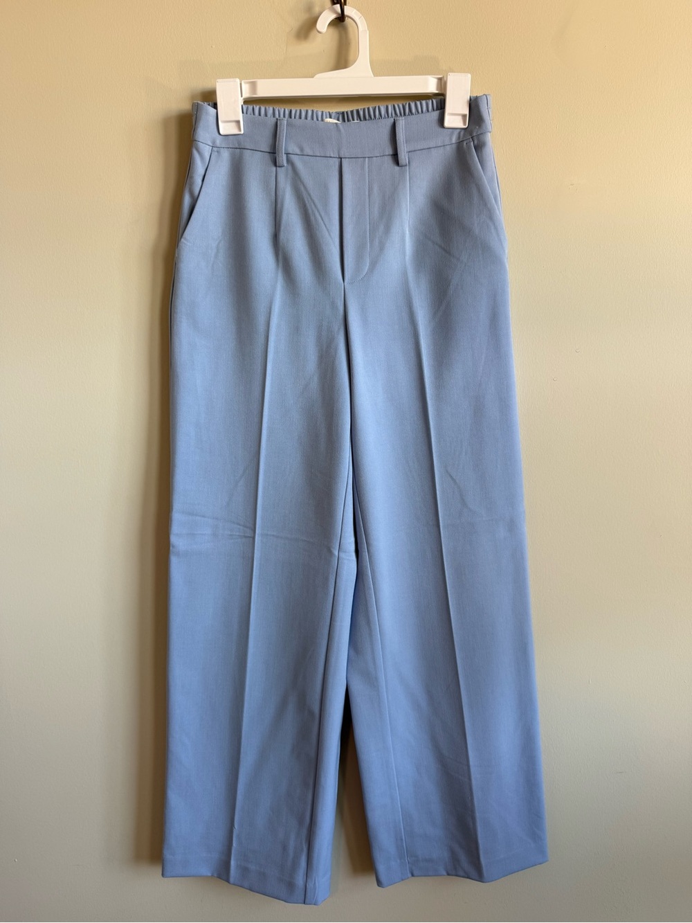 Tailored High-Waist Wide-Leg Pants in Light Blue, Size S